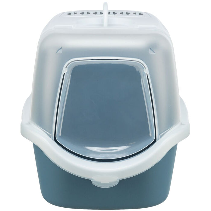 Katzentoilette Vico Open Top, mit Haube, blau/weiß