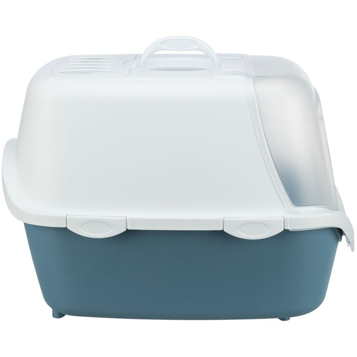 Katzentoilette Vico Open Top, mit Haube, blau/weiß