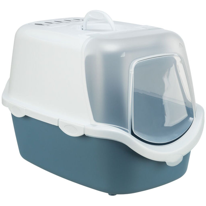 Katzentoilette Vico Open Top, mit Haube, blau/weiß
