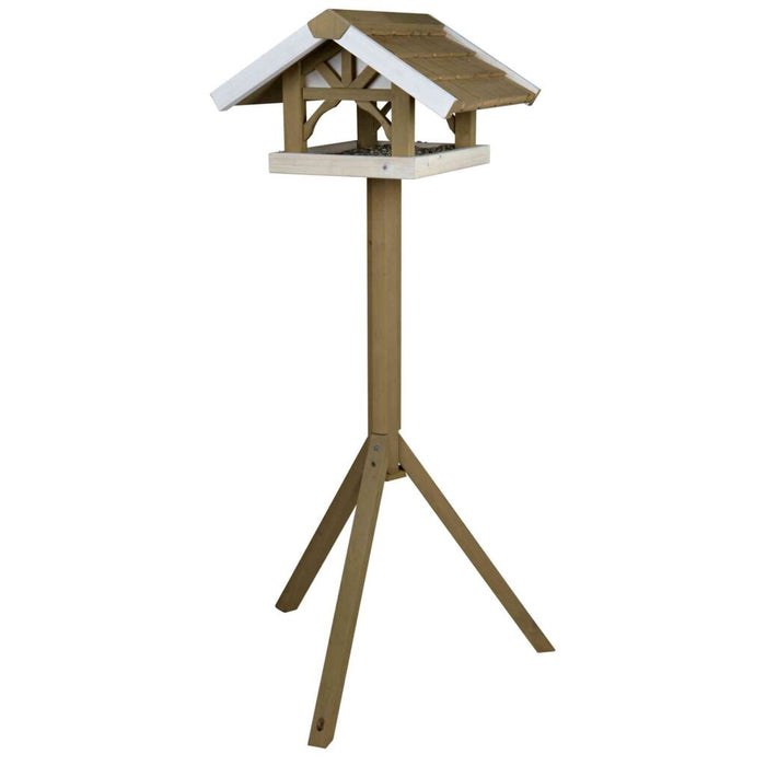 natura Futterhaus mit Ständer, Kiefernholz, grau/weiß