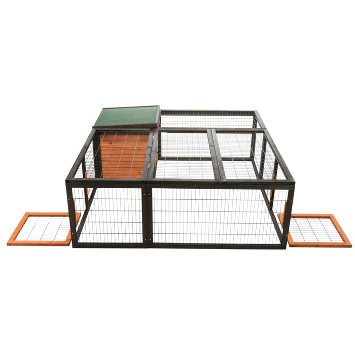 natura Freilaufgehege mit Abdeckung, Holz, schwarz/braun