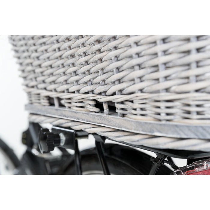Fahrradkorb m. Gitter f. Gepäckträger,Weide/Metall, grau