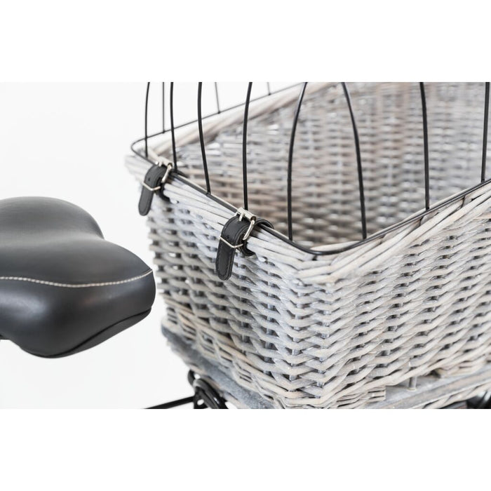Fahrradkorb m. Gitter f. Gepäckträger,Weide/Metall, grau