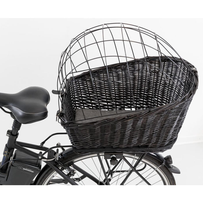 Fahrradkorb m. Gitter f. Gepäckträger,Weide/Metall, schwarz