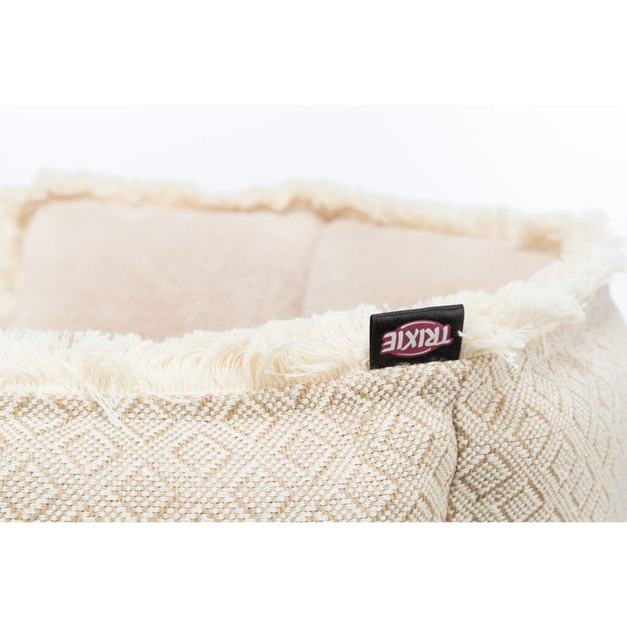Bett Boho, rund, beige