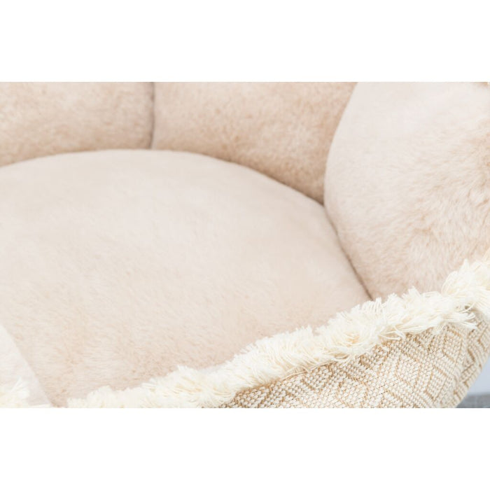 Bett Boho, rund, beige