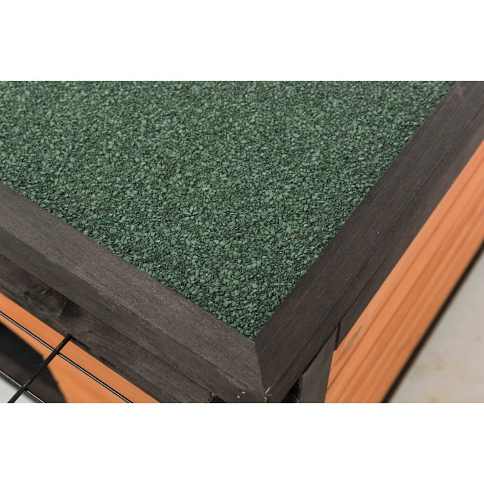 natura Freilaufgehege mit Abdeckung, Holz, schwarz/braun
