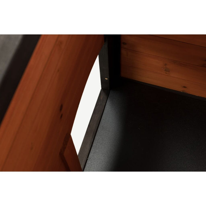 natura Freilaufgehege mit Abdeckung, Holz, schwarz/braun