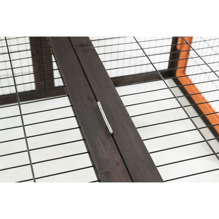 natura Freilaufgehege mit Abdeckung, Holz, schwarz/braun