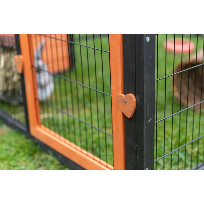 natura Freilaufgehege mit Abdeckung, Holz, schwarz/braun
