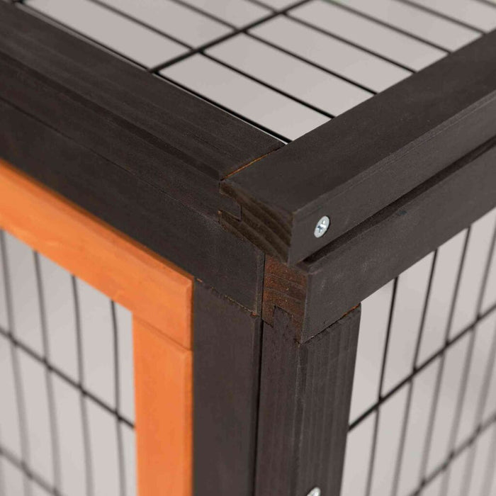 natura Freilaufgehege mit Abdeckung, Holz, schwarz/braun