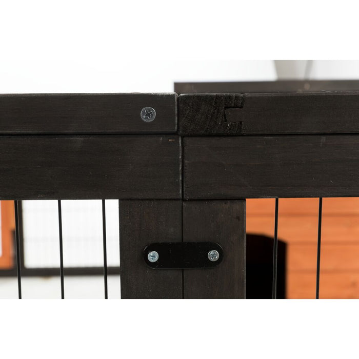 natura Freilaufgehege mit Abdeckung, Holz, schwarz/braun