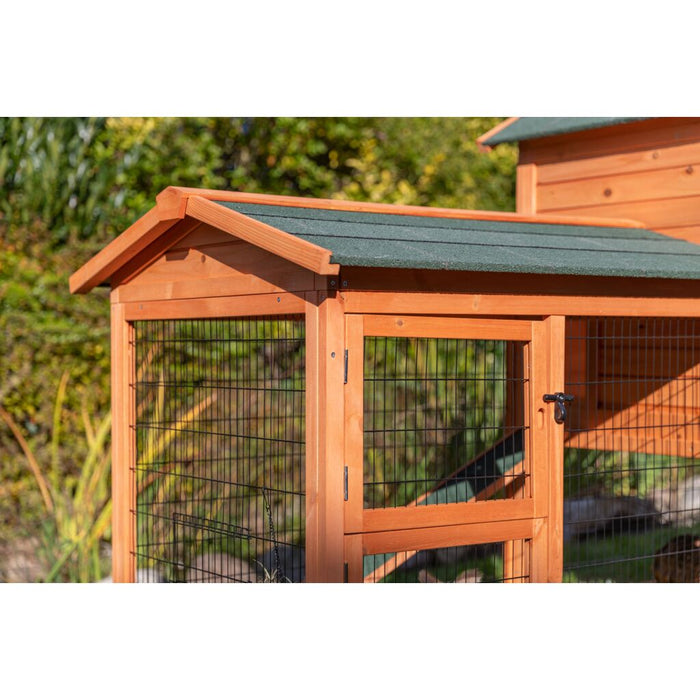 natura Kleintierstall m. Freilaufgehege, 2-stöckig, braun