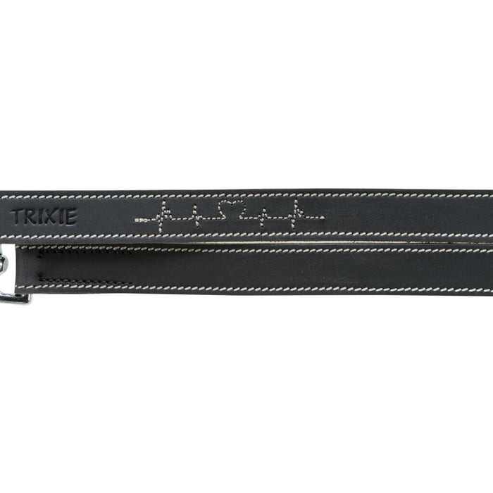 Rustic Fettleder-V-Leine Heartbeat, schwarz