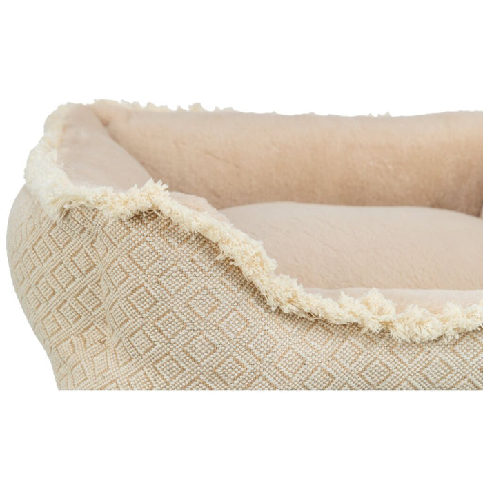 Bett Boho, eckig, beige
