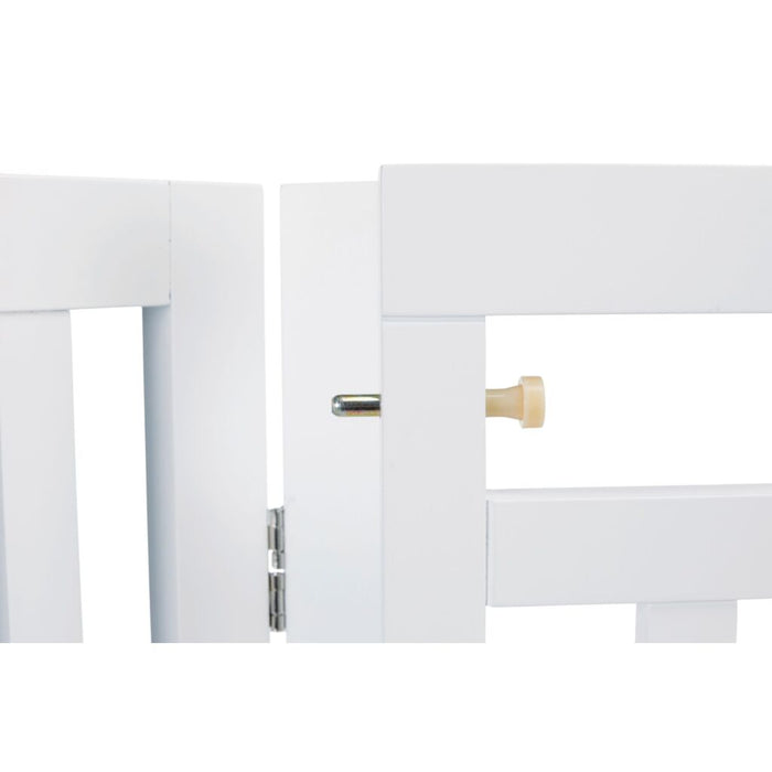 Absperrgitter mit Tür, MDF, 4-teilig, weiß