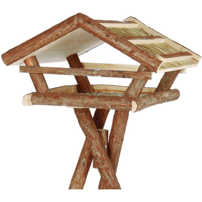Futterhaus mit Ständer, Rindenholz