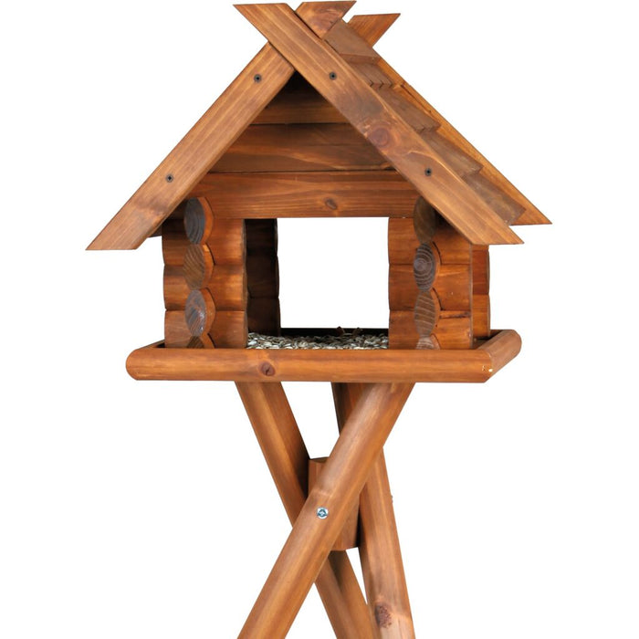 natura Block-Futterhaus mit Ständer, Kiefernholz, braun