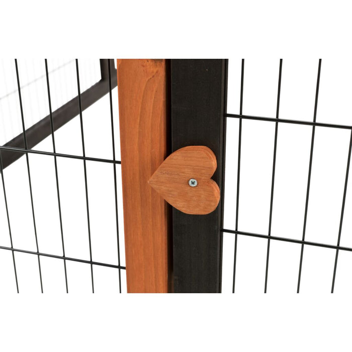 natura Freilaufgehege mit Abdeckung, Holz, schwarz/braun