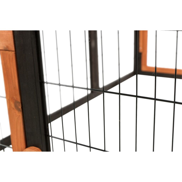 natura Freilaufgehege mit Abdeckung, Holz, schwarz/braun