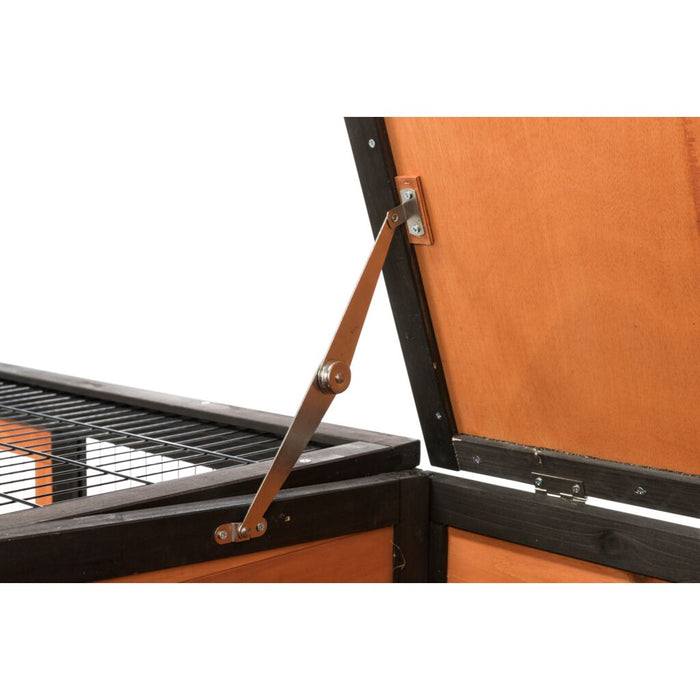 natura Freilaufgehege mit Abdeckung, Holz, schwarz/braun