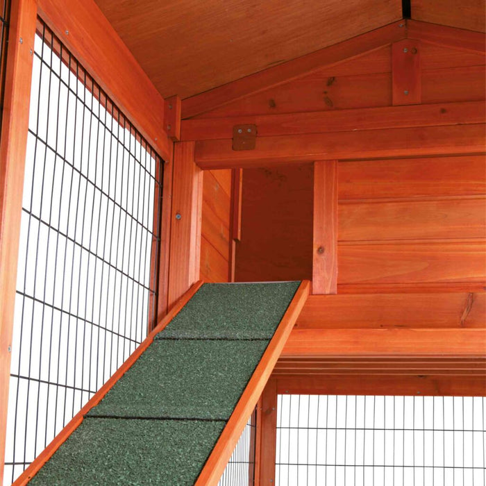 natura Kleintierstall m. Freilaufgehege, 2-stöckig, braun