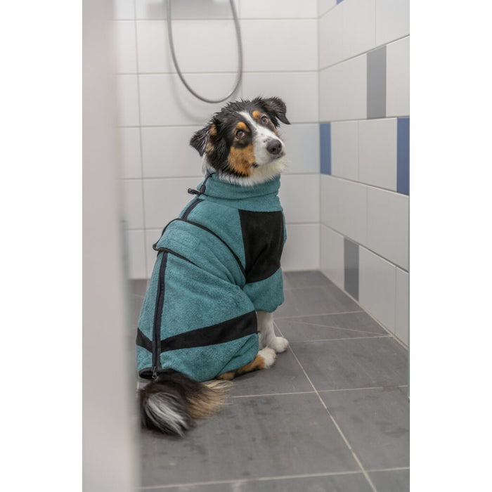 Bade- und Hausoverall für Hunde, Frottee, petrol