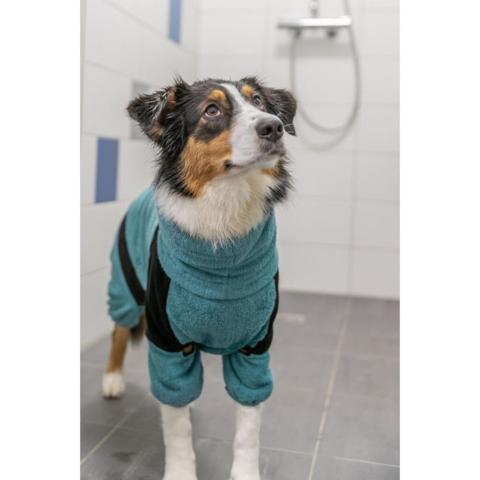 Bade- und Hausoverall für Hunde, Frottee, petrol