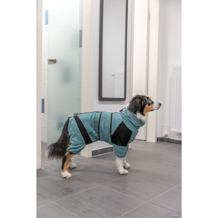 Bade- und Hausoverall für Hunde, Frottee, petrol
