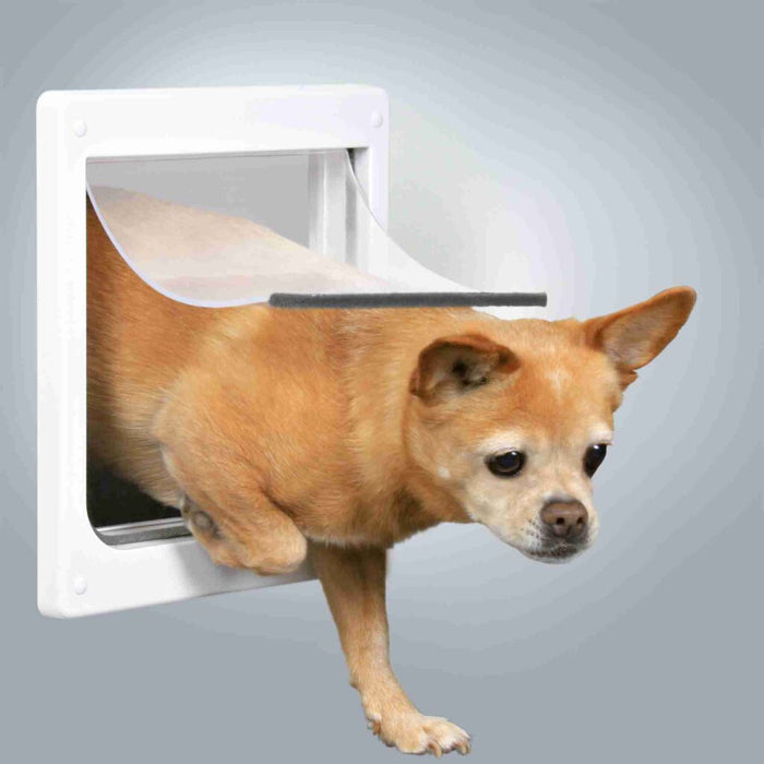 2-Wege Freilauftür für Hunde, mit Tunnel, weiß