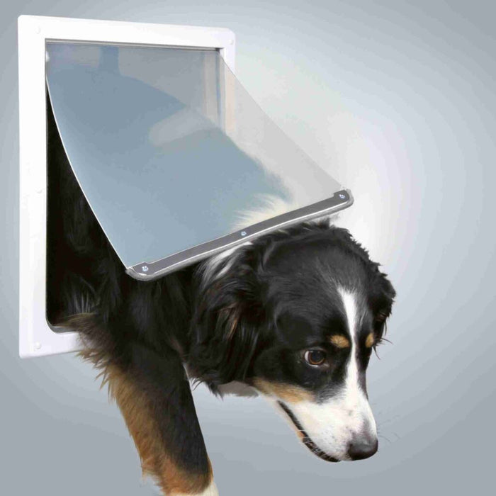 2-Wege Freilauftür für Hunde, mit Tunnel, weiß