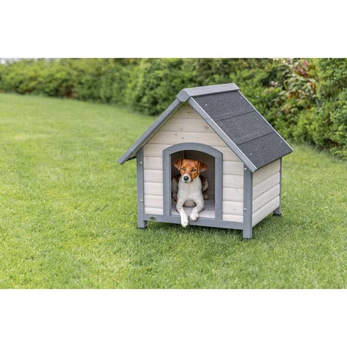 natura Hundehütte Cottage Satteldach, grau