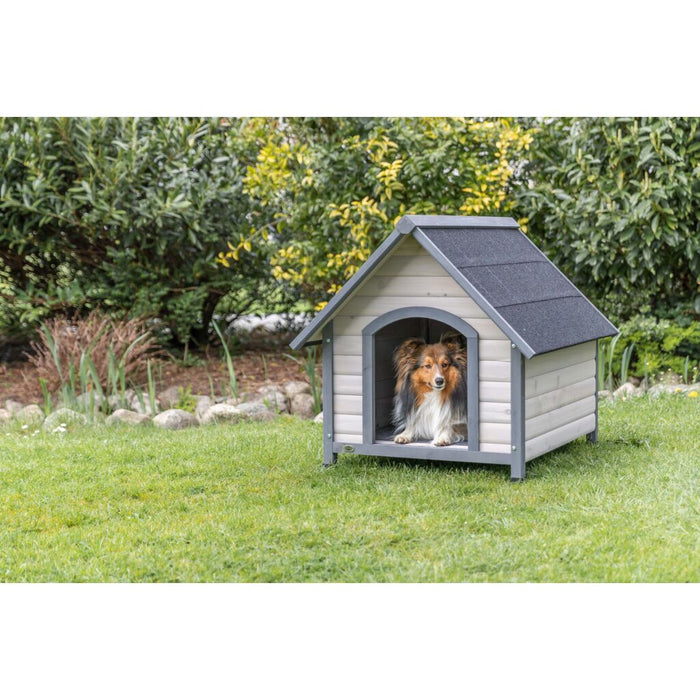 natura Hundehütte Cottage Satteldach, grau
