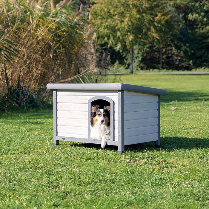natura Hundehütte Classic Flachdach, grau