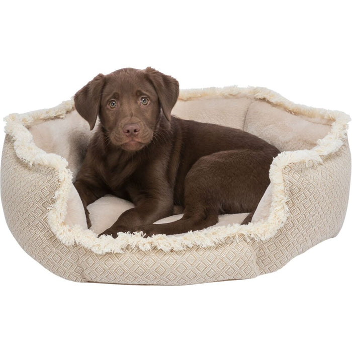Bett Boho, rund, beige