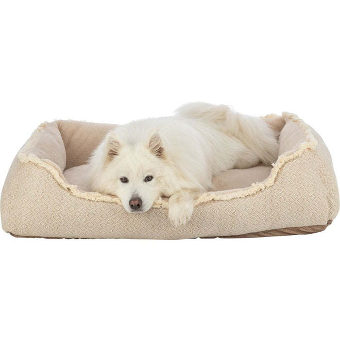Bett Boho, eckig, beige