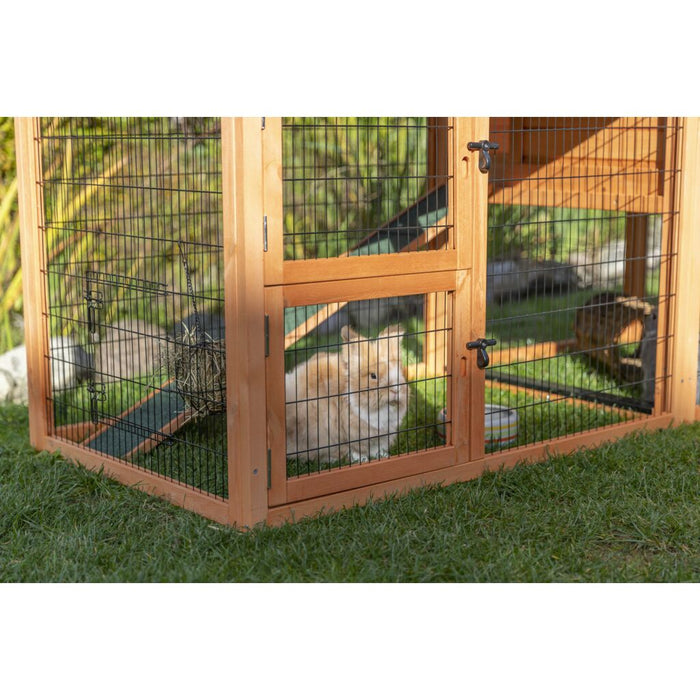 natura Kleintierstall m. Freilaufgehege, 2-stöckig, braun