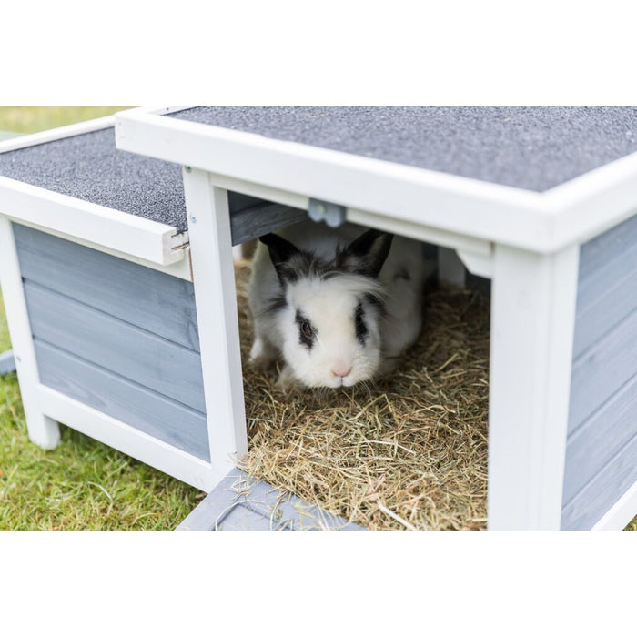 natura Kleintierhaus mit 2 Ausgängen, grau/weiß