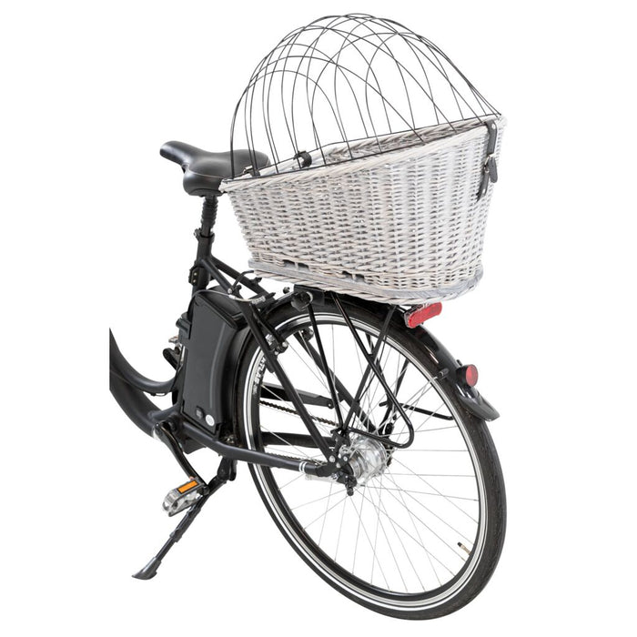 Fahrradkorb m. Gitter f. Gepäckträger,Weide/Metall, grau