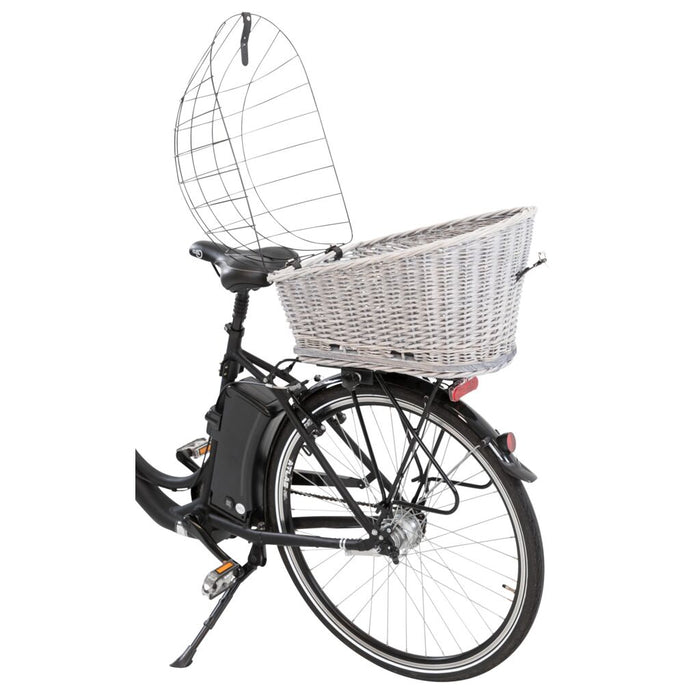 Fahrradkorb m. Gitter f. Gepäckträger,Weide/Metall, grau