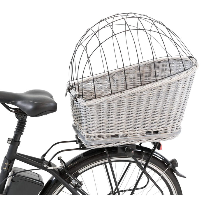 Fahrradkorb m. Gitter f. Gepäckträger,Weide/Metall, grau