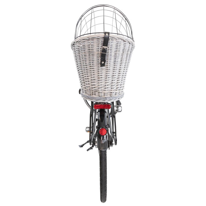 Fahrradkorb m. Gitter f. Gepäckträger,Weide/Metall, grau
