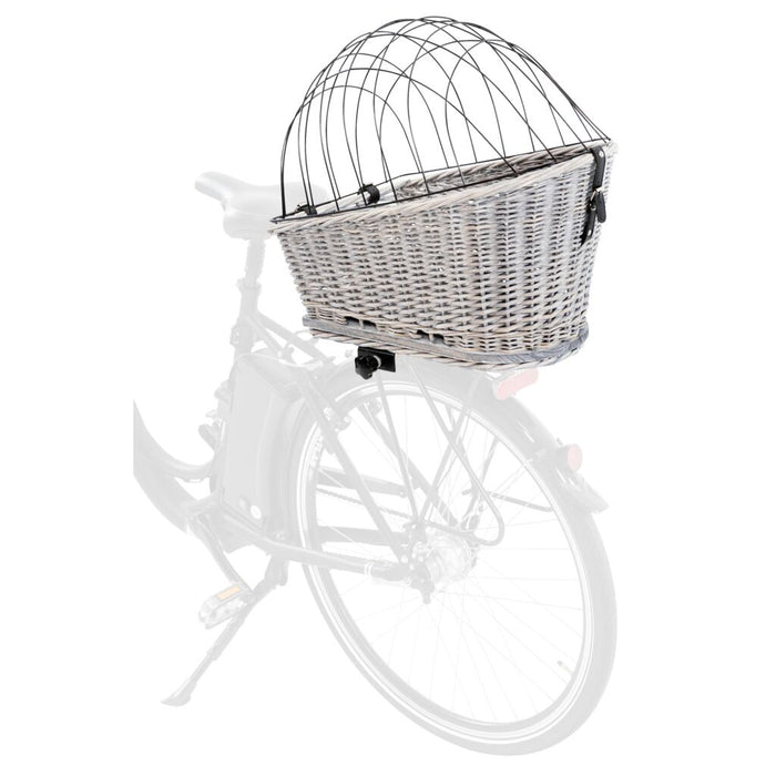 Fahrradkorb m. Gitter f. Gepäckträger,Weide/Metall, grau