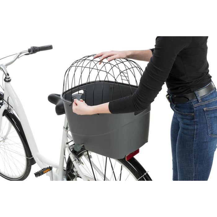 Fahrradkorb für Gepäckträger, Kunststoff/Metall, grau