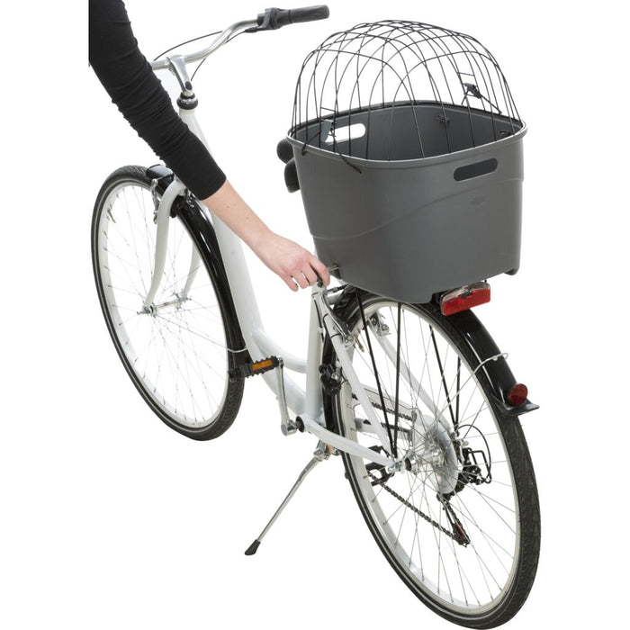 Fahrradkorb für Gepäckträger, Kunststoff/Metall, grau