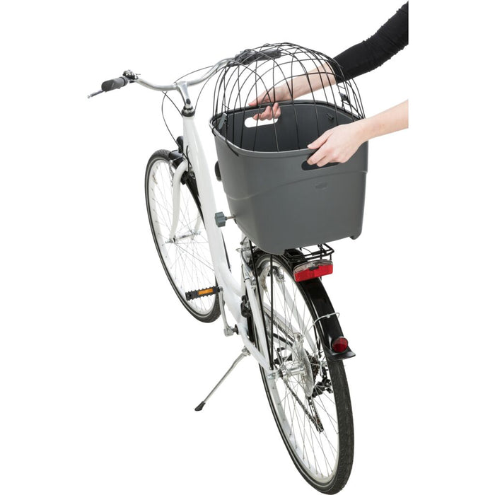 Fahrradkorb für Gepäckträger, Kunststoff/Metall, grau