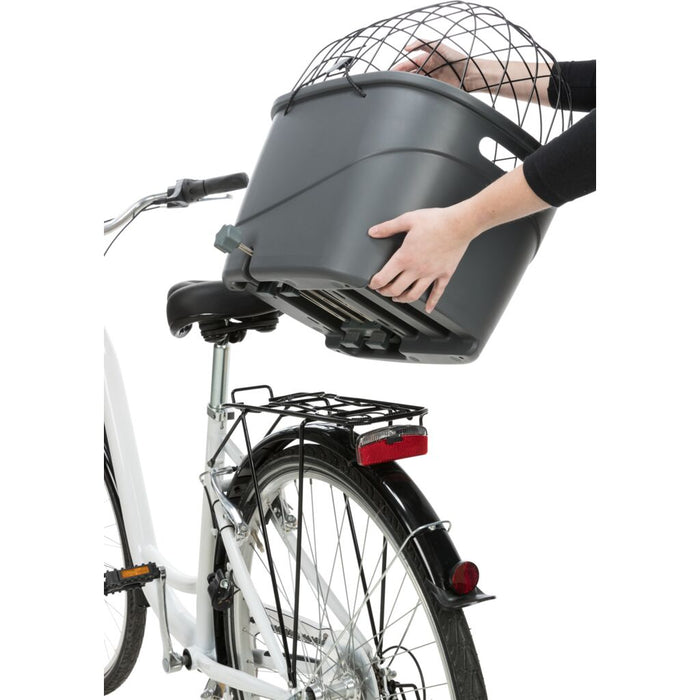 Fahrradkorb für Gepäckträger, Kunststoff/Metall, grau