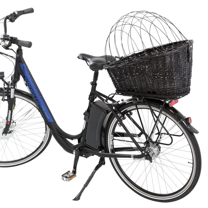 Fahrradkorb m. Gitter f. Gepäckträger,Weide/Metall, schwarz