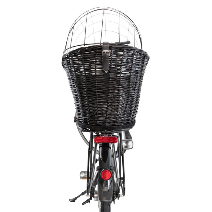 Fahrradkorb m. Gitter f. Gepäckträger,Weide/Metall, schwarz