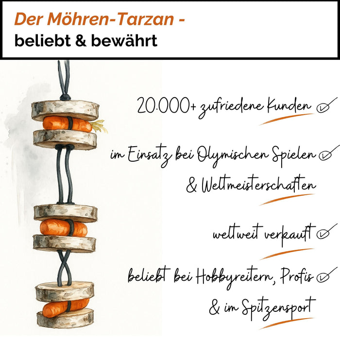 Pferdespielzeug Möhren-Tarzan – Spielzeug für Pferde gegen Langeweile – Pferdebeschäftigung